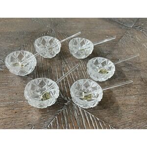 Vtg New in Box Bohemia Glass Salt Cellars w/Glass Spoons Set of 6 Czechoslovakia